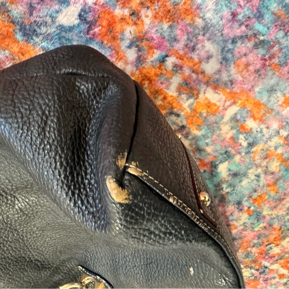 Dooney & Bourke Black Leather Hobo Shoulder Bag | Gold Logo Hardware - Picture 4 of 6